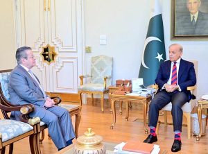 The outgoing ambassador of the French Republic to Pakistan Mr. Nicolas Galey calls on Prime Minister Muhammad Shehbaz Sharif