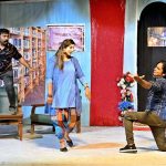 Artists performing in a drama “Very Good ” presented jointly by the Arts Council of Pakistan Karachi and Larkana during the Sindh Drama Festival 2026 at Z.A. Bhutto Open-Air Theatre Arts Council