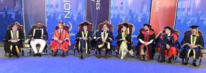 Chairman Senate Syed Yousaf Raza Gilani addresses as chief guest at the convocation of Beaconhouse International College.