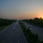 An attractive view of sunset, over Srinagar Highway in the federal capital