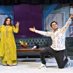 Artists performing in a Sindhi drama "Hojamalo" presented jointly by the Arts Council of Pakistan Karachi and Larkana during the Sindh Theatre Festival 2026 at Z.A. Bhutto Open-Air Theatre Arts Council Larkana