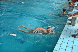 Players compete during the Inter-Schools Swimming Championship at Divisional Public School and College (DPS&C)