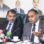 Minister of State for Railways & Finance and Revenue Bilal Azhar Kayani addressing the event at Chamber of Commerce & Industry (LCCI)