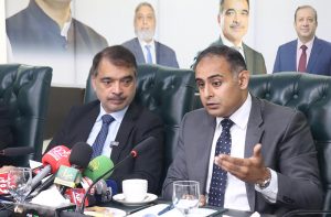 Minister of State for Railways & Finance and Revenue Bilal Azhar Kayani addressing the event at Chamber of Commerce & Industry (LCCI)