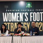 President Pakistan Football Federation (PFF) Syed Mohsen Gilani addresses a press conference on the Women’s Football Strategy 2026-2030, a roadmap for the growth, development and future of women’s football in Pakistan at local Hotel