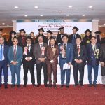 Participants of the Annual Conference organized by the Society of Family Physicians—including General (R) Nadeem Fazal (Principal, Army Medical College), Professor Sair Afzal, Dr. Masood Sheikh, and Col (R) Muhammad Aamir—posing for a group photo at a local hotel