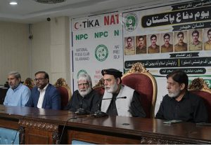 Chairman Senate Standing Committee on Defence Senator Talha Mahmood addresses a Defence Day ceremony organized by PFUJ Dastoor at the National Press Club