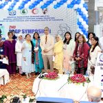 Prof. Dr. Sardar Muhammad Al-Fareed Zaffar from Lahore poses for a group photo with the newly elected office-bearers of the Society of Obstetricians and Gynecologists of Pakistan (SOGP) during the 2nd SOGP Symposium “High-Risk Pregnancy: Where Every Decision Matters” at Shaheed Mohtarma Benazir Bhutto Medical University Larkana