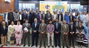 Federal Minister for Federal Education and Professional Training Dr. Khalid Maqbool Siddiqui addresses a seminar marking the 60th Anniversary of International Literacy Day (ILD) 2026 at Allama Iqbal Open University (AIOU).
