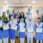 Federal Minister for Information Technology and Telecommunication, Ms. Shaza Fatima Khawaja, in a group photograph with students who successfully completed the Huawei Summer ICT Training Programme
