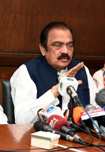 Advisor to the Prime Minister Rana Sanaullah Khan taking to the Media at 180 h Model Town