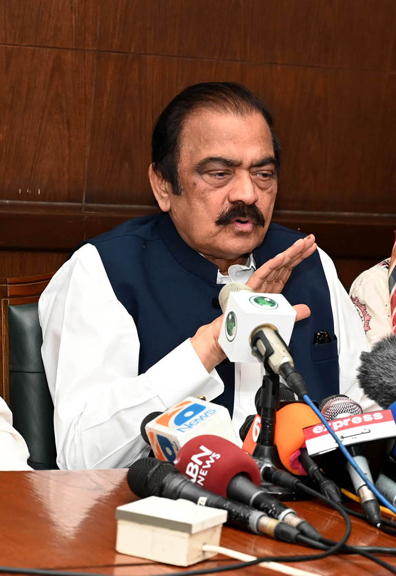 Advisor to the Prime Minister Rana Sanaullah Khan taking to the Media at 180 h Model Town