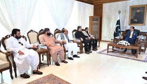 Acting President Syed Yousuf Raza Gilani in a meeting with PPP representatives from South Punjab at Aiwan-e-Sadr in federal capital.