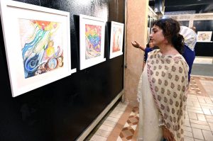 Federal Minister for National Heritage and Culture Aurangzeb Khan Khichi inaugurates the “Saqi Nama” painting exhibition, featuring works by artists Geytee Ara, Lubna Jehangir and Zara Haider Babry, at Lok Virsa Heritage Museum, exhibition pays tribute to philosopher-poet Allama Muhammad Iqbal.
