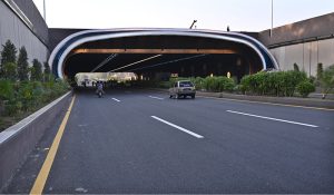 A view of the Park Road Underpass, also known as the Margalla Enclave Underpass, after being opened to traffic in the federal capital