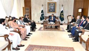 Acting President Syed Yousuf Raza Gilani in a meeting with PPP representatives from South Punjab at Aiwan-e-Sadr in federal capital.