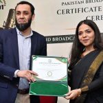 Federal Minister for Information and Broadcasting Attaullah Tarar presents certificates to participants of RJ and broadcasting internship training program 2026 at Radio Pakistan