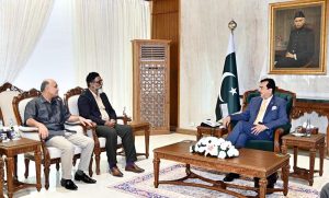 Acting President Syed Yousuf Raza Gilani in a meeting with Ali Umar Alvi from Ali Hospital at Aiwan-e-Sadr in federal capital.