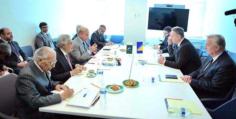 Prime Minister Muhammad Shehbaz Sharif meets Chairman of Bosnia and Herzegovina Presidency Dr. Denis Bećirović