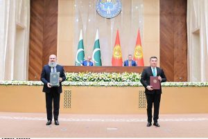 Prime Minister Muhammad Shehbaz Sharif witnesses a ceremony of exchange of MoUs in various sectors between Pakistan and Kyrgyzstan, in Yntymak-Ordo (Palace of Unity).