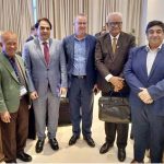 Senator Abdul Qadir and Senator Syed Waqar Mehdi in a group photograph with delegates from different countries during the first gathering of intergovernmental fiscal institutions