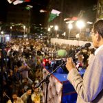 Federal Minister for Education Dr. Khalid Maqbool Siddiqui addressing to public gathering during defense day at Koh-e-Noor Chowk