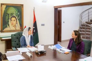 First Lady Bibi Asifa Bhutto Zardari, MNA, in a meeting with a delegation of the United Nations World Food Programme (WFP), led by Representative and Country Director WFP Pakistan Ms. Anita Hirsch