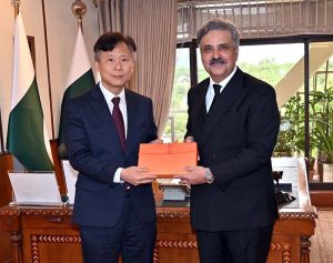 Chief Justice of Pakistan, Justice Yahya Afridi, in a meeting with Han Sungho, Ambassador of the Republic of Korea to Pakistan, at the Supreme Court of Pakistan