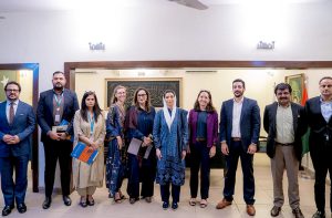 First Lady Bibi Asifa Bhutto Zardari, MNA, in a group photograph with the delegation of the United Nations World Food Programme (WFP), led by Representative and Country Director WFP Pakistan Ms. Anita Hirsch following their meeting
