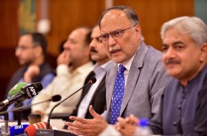 Federal Minister for Planning, Development and Special Initiatives, Ahsan Iqbal presenting the key economic and development indicators during the September 2026 Monthly Development Update.