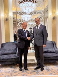 Federal Minister for Planning, Development and Special Initiatives Ahsan Iqbal in a meeting with President of the Asian Development Bank (ADB) Masato Kanda on the sidelines of the 25th CAREC Ministerial Conference in Ulaanbaatar, Mongolia