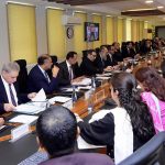 Federal Minister for Finance and Revenue, Senator Muhammad Aurangzeb, chairing a meeting of the Economic Coordination Committee (ECC) at the Finance Division
