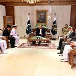 President Asif Ali Zardari in a meeting with Admiral Dr. Muhammad Ali, Chief of the Indonesian Navy, at Aiwan-e-Sadr