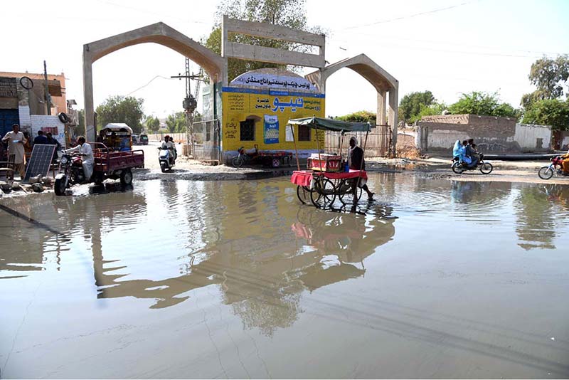 A view of stagnant sewage water accumulated in front of new anaj mandi gate needs the attention of the concerned authorities