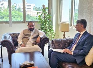 UNESCO Representative, Fuad Pashayev calls on Federal Minister for National Heritage & Culture Aurangzeb Khan Khichi at his office.