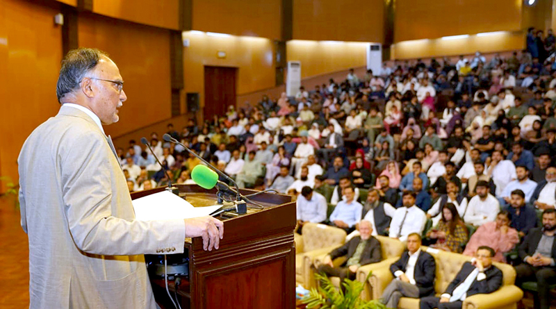 Federal Minister for Planning, Development and Special Initiatives Ahsan Iqbal addressing the concluding ceremony of the Digital Design and Verification Training Programme 2026 at the Ghulam Ishaq Khan Institute of Engineering Sciences and Technology (GIKI) in Topi, Swabi District, KPK