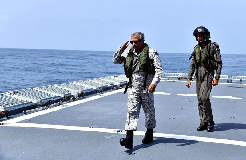 Chief of the Naval Staff Admiral Naveed Ashraf being received onboard PN Ship during Exercise SEASPARK 2026