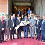 Acting President Syed Yousuf Raza Gilani in a group photo with the office bearers of Islamabad Chamber of Commerce and Industry during Pakistan Women Leadership & Policy Summit 2026