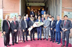 Acting President Syed Yousuf Raza Gilani in a group photo with the office bearers of Islamabad Chamber of Commerce and Industry during Pakistan Women Leadership & Policy Summit 2026