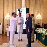 President Asif Ali Zardari conferring Nishan-i-Imtiaz (Military) upon Admiral Dr. Muhammad Ali, Chief of the Indonesian Navy, at Aiwan-e-Sadr