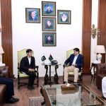 Sindh Chief Minister Syed Murad Ali Shah meets Hans Raj, a visually impaired student from Thano Bula Khan, at the Chief Minister House