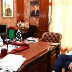 President of the Arts Council of Pakistan Ahmed Shah meets with Sindh Governor Syed Muhammad Nihal Hashmi at Governor House