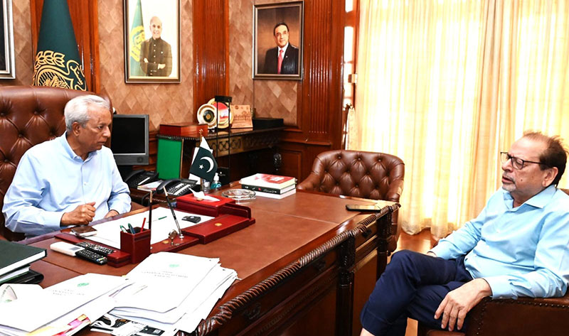 President of the Arts Council of Pakistan Ahmed Shah meets with Sindh Governor Syed Muhammad Nihal Hashmi at Governor House