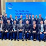 Federal Minister for Planning, Development and Special Initiatives Ahsan Iqbal in a group photograph with participants of the Governing Council Meeting of the CAREC Institute