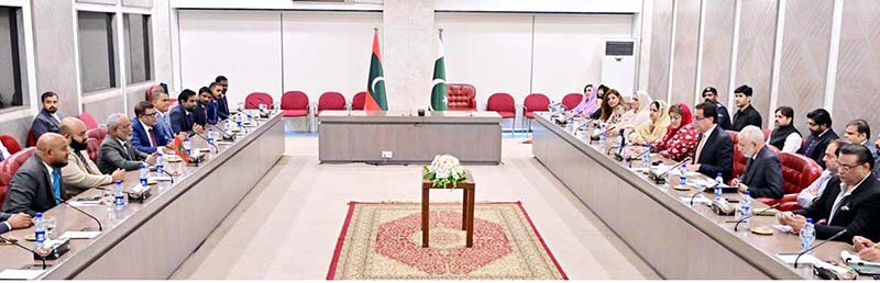 Speaker National Assembly Sardar Ayaz Sadiq in a meeting with Maldives Parliamentary Delegation led by Speaker of the People's Majlis of Maldives Mr. Abdul Raheem Abdulla at Parliament House