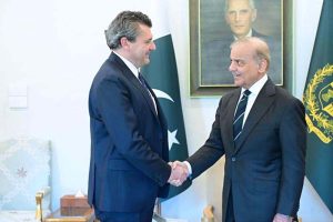 H.E. Ugo Ciarlatani, Ambassador of the Italian Republic to Pakistan calls on Prime Minister Muhammad Shehbaz Sharif.