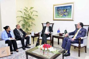 Federal Minister for Finance & Revenue, Senator Muhammad Aurangzeb, meeting with High Commissioner-designate of New Zealand to Pakistan, H.E. David Pine, at the Finance Division to discuss bilateral trade, investment and economic cooperation