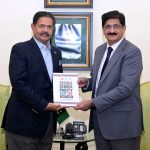 Sindh Chief Minister Syed Murad Ali Shah receives the Sindh Gender Parity Report 2023-24 from Special Assistant to the Chief Minister on Human Rights Rajvir Singh Sodho at the CM House