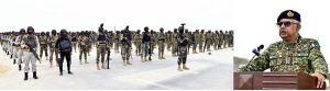 Chief of the Naval Staff Admiral Naveed Ashraf addressing troops at Creeks Area during Exercise SEASPARK 2026