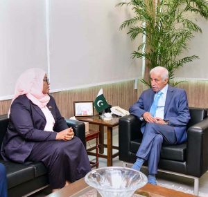 Federal Minister for Board of Investment Mr. Qaiser Ahmed Sheikh held a meeting with H.E. Harerimana Fatou, High Commissioner of Rwanda to Pakistan.